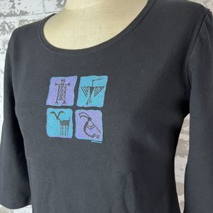 Bfofo Shirt Woman’s S/P‎ Black Native American Wearable Art Garnet Bartlett